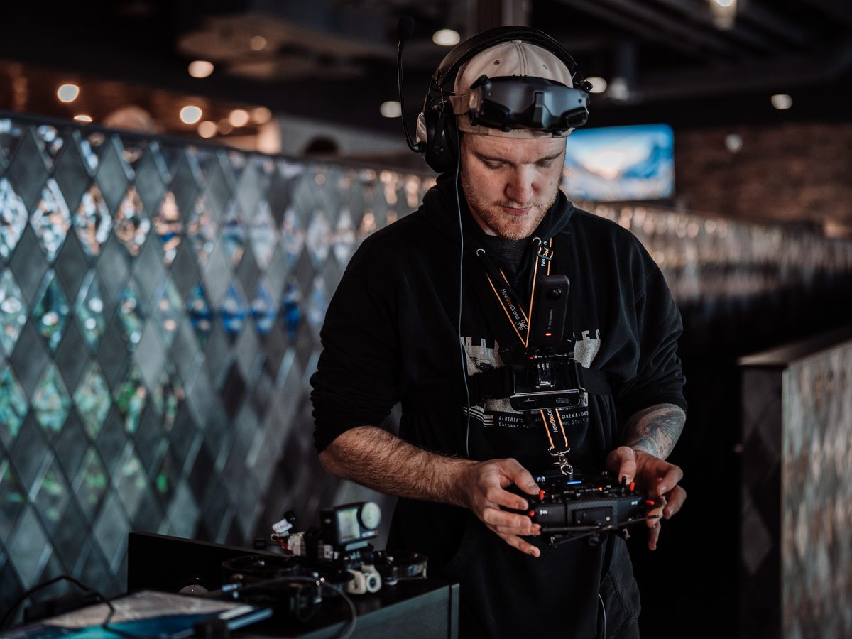 FPV drone with a cinema camera ready for a brand shoot